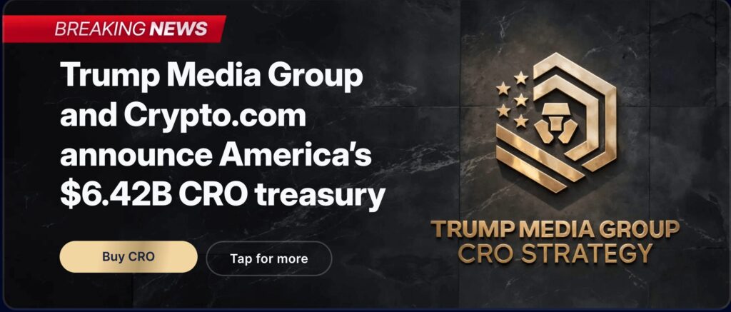 Crypto.com 交易所與川普媒體公司（Trump Media Group）合作成立新公司海報