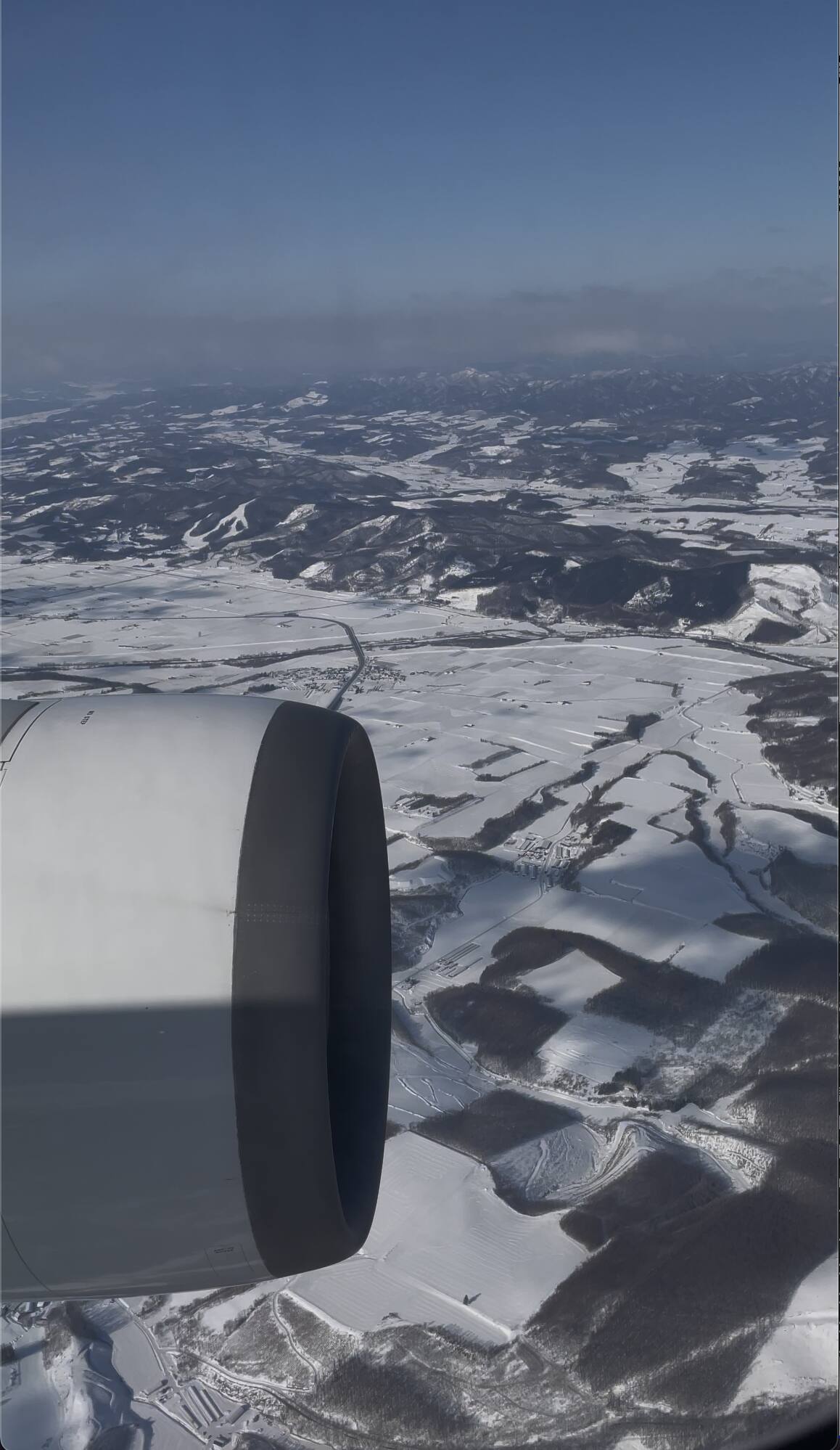 日本自由行從飛機上看北海道雪白世界