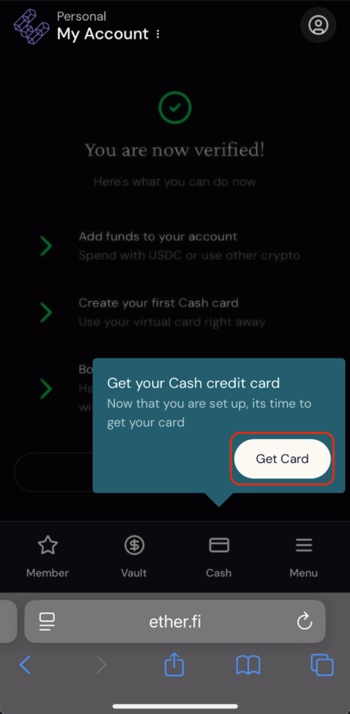 點選「Get Card」申請卡片