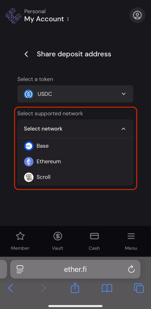 根據轉入交易所選擇鏈（有支援）