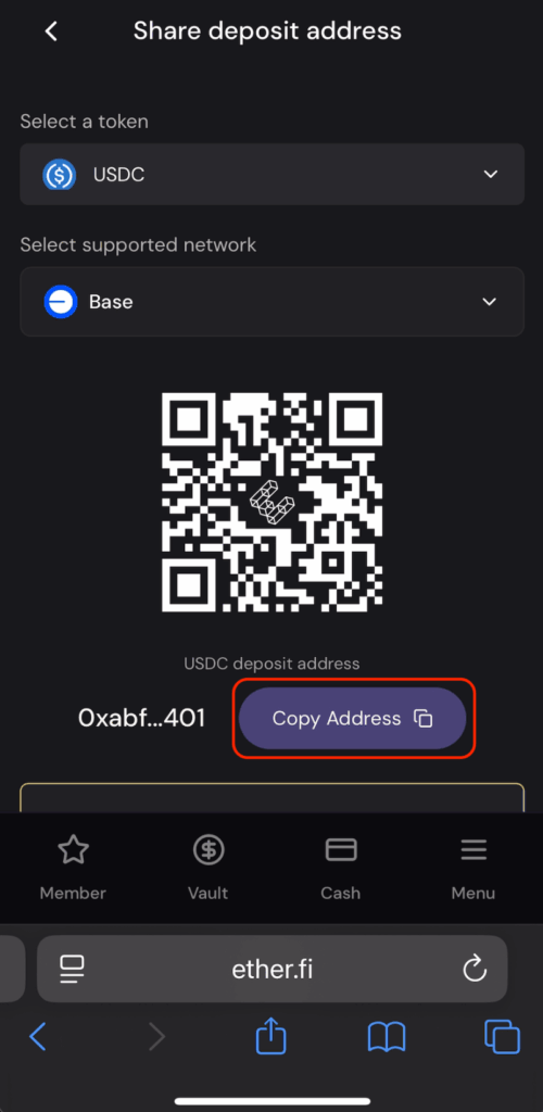 複製地址到交易所操作