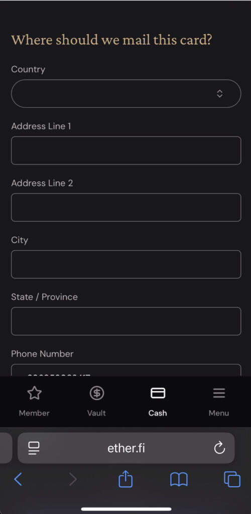 確認寄送實體卡地址正確無誤