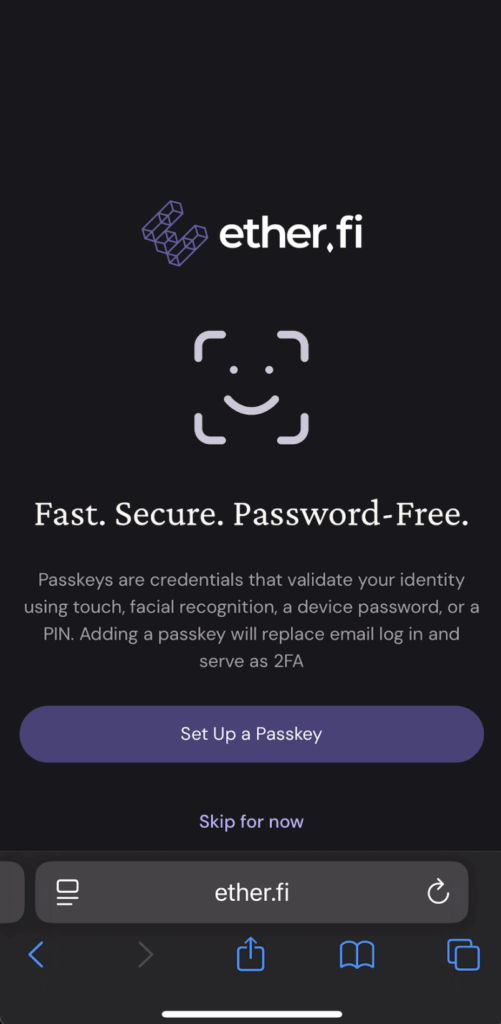 建立臉部掃描金鑰