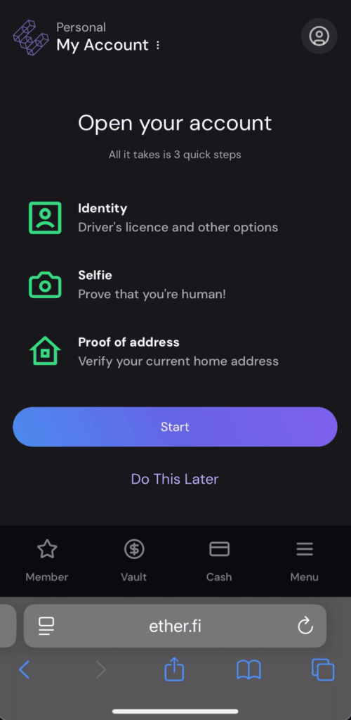 開始進行帳戶驗證