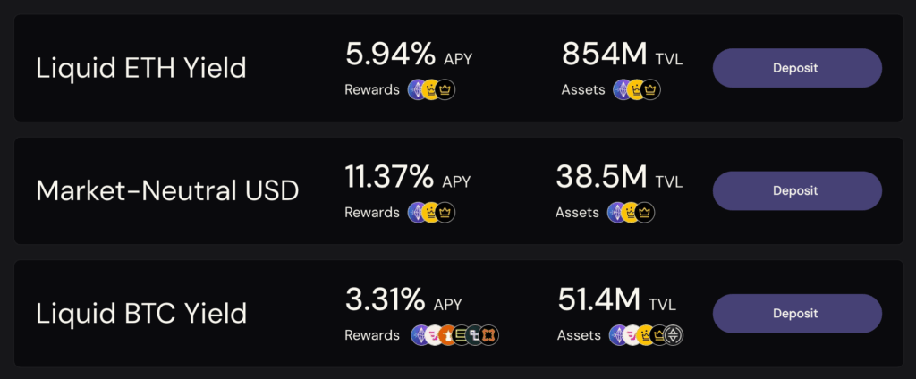 將 USDC 穩定幣存入（ Deposit ） LiquidUSD 流動性金庫 ( Vault )，轉換成生息憑證代幣 LiquidUSD。提供高達 8.7% 至 14.3% 的浮動年化收益率 APY
