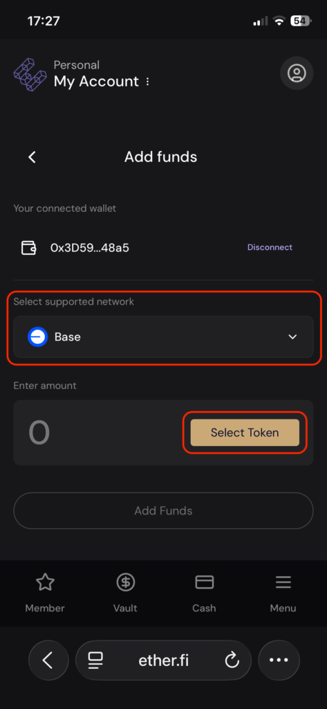 選擇base鏈接著選擇交易的token