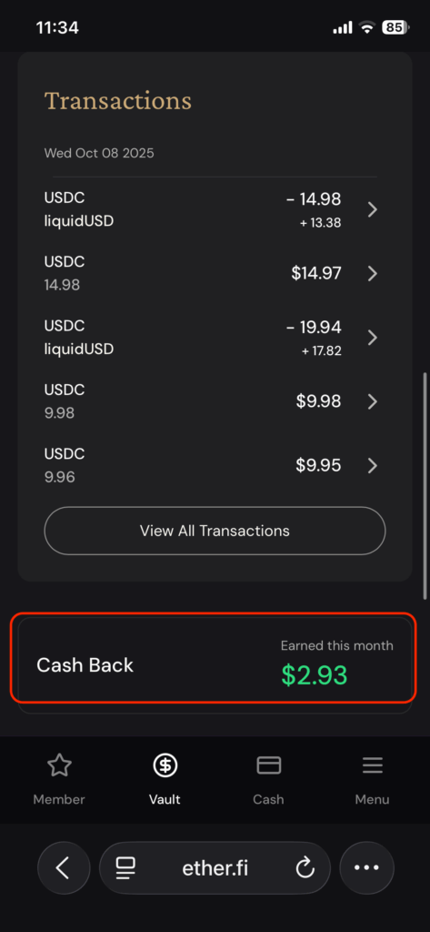 查看消費回饋cash back 數據