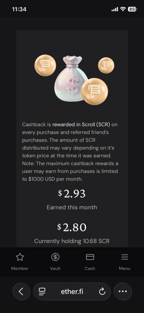 點進去會顯示回饋金額和目前代幣現值